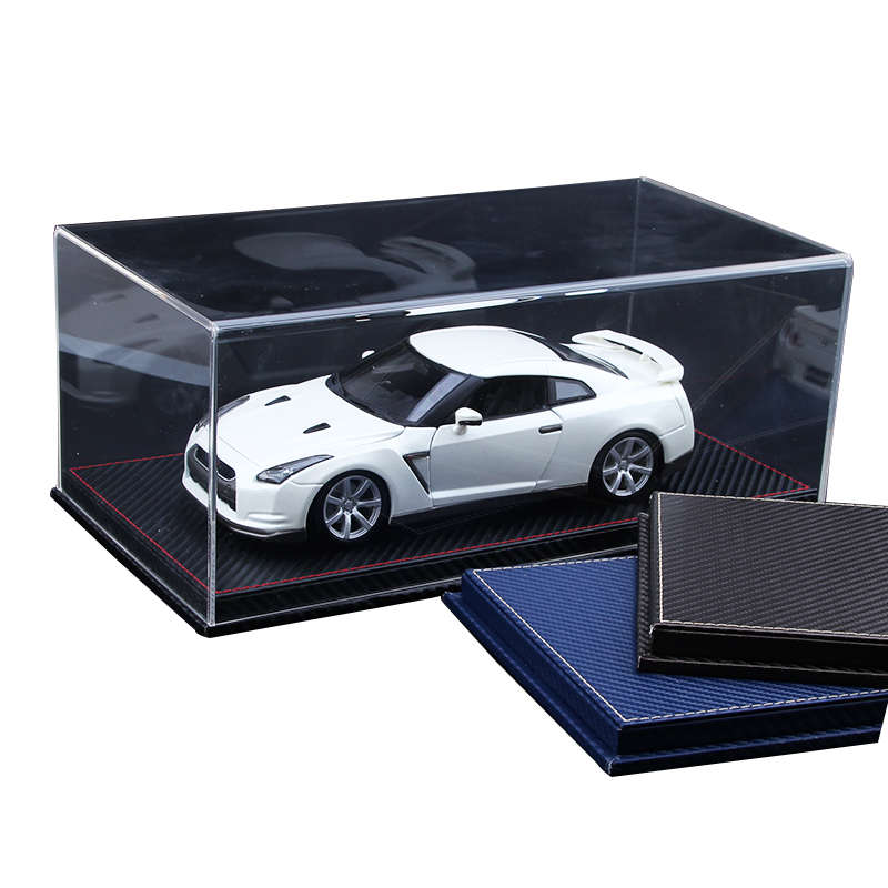 汽车模模型展示盒透明亚克力防尘罩1:18车模型展示盒皮质底座摆 - 图2