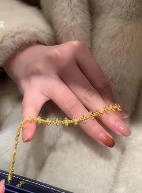 金店同款沙金镂空小花手链复古宫廷风轻奢气质高级感手饰送女友