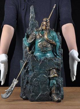黄铜关公摆件 大号武财神雕像 家居办公室公司酒店开业装饰礼品
