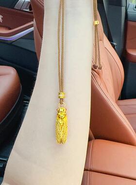 久不掉色越南沙金花丝金蝉吊坠项链一鸣惊人毛衣链挂坠送礼物男女