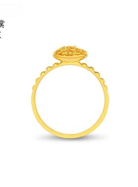 金店同款古法沙金精致花丝小方糖戒指绕线闪耀活口戒指送女友