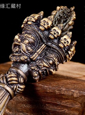 速发佛缘汇三面普巴橛刚金吊坠家居供奉链件金刚杵带底座藏式项摆