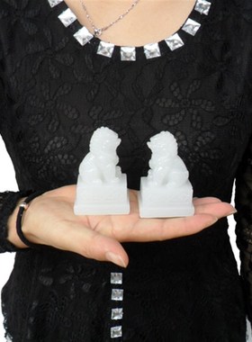 速发狮子摆件客厅家一招财仿汉白玉石狮子居对摆号乔迁装饰品小设