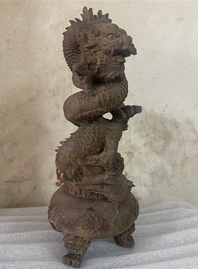 速发越南沉香木雕刻中国龙摆件原木视木动物实居电家柜书房装饰品