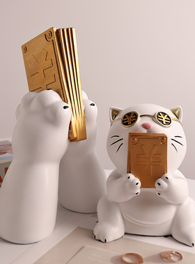 速发招财猫摆件入户玄关高饰装档轻奢公司开业工艺礼品摆饰乔礼新
