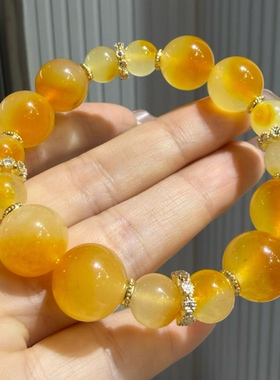 高端原创中式黄色翡翠爆款手链轻奢精致中国风送生日礼物手串饰品