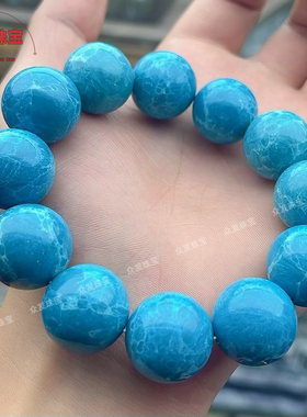 收藏级7A冰种拉利玛海纹石手串多米尼加手链单圈20mm大气时尚礼物