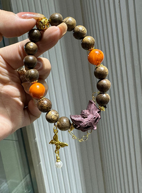 天然崖谷雪柏沉香手串九尾狐面具女款招桃花高颜值轻奢闺蜜礼物