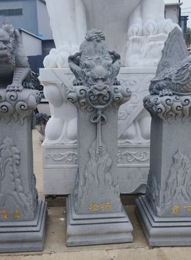 大理石雕龙生九子神兽摆件