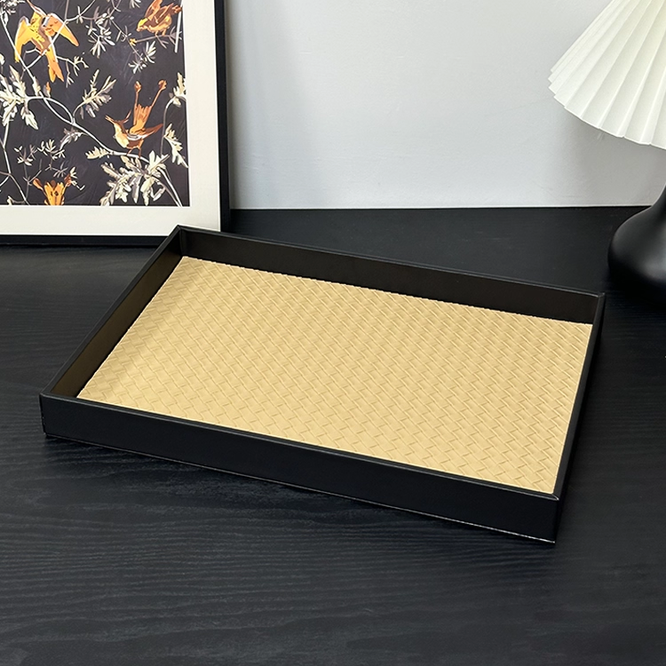高档轻奢皮质托盘长方形高级感家用茶几香薰收纳盘摆件黑色置物盘 - 图3