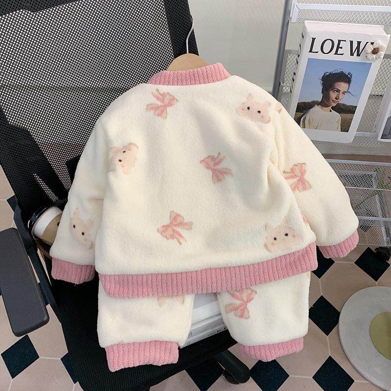 儿童睡衣女童珊瑚绒冬季加厚款小童三层夹棉法兰绒宝宝保暖家居服,淘宝优惠券,粉丝福利购,淘宝优惠卷