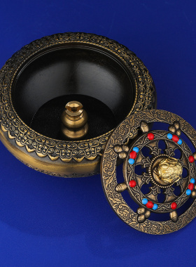 速发家直纯铜香炉熏宝炉八吉祥香炉居家供奉藏香炉小号居径8cm