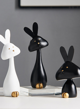 速发简约兔子小摆件创意轻奢酒厅桌面摆架展示柜客柜软装饰品书设