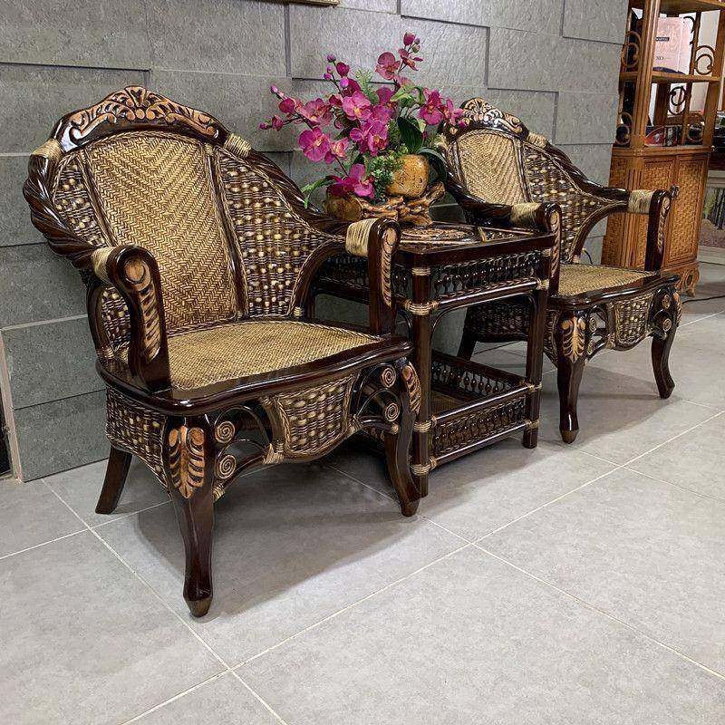 编新复古中式藤椅三件套款阳台天然真藤休靠背QFG椅子阳台闲藤椅,淘宝优惠券,粉丝福利购,淘宝优惠卷