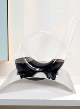 轻醒奢创02132意竖琴红酒酒器带风支架快速醒酒明透玻璃不锈钢支