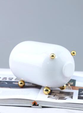 现代简约性大理石圆润小猪客雕塑艺装饰摆件术厅玄个关家居2224装