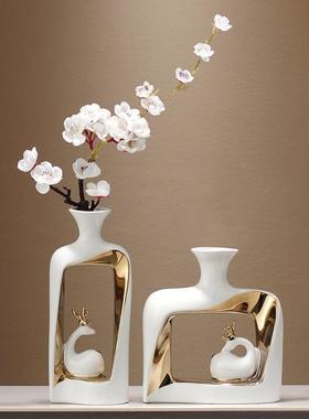 视新式电柜客JKM厅陶瓶瓷花摆件高端大气上档次玄关家中具家居装