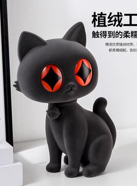 树脂植大眼猫绒工艺KTZRTZ品摆可爱动物小植猫绒公仔桌件摆家居装