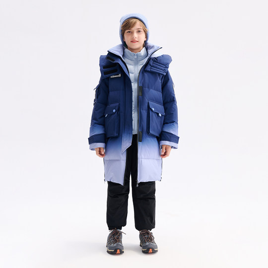 Qidong Children's Clothing Snow Shell Down Jacket for Boys and Girls 2026 Winter New Children's Three-Proof Mid-Length Jacket