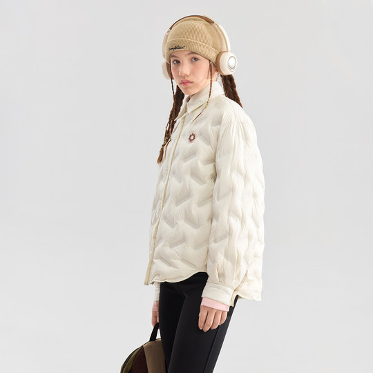 Qidong Children's Wear Light and Warm Girls Light Thin Goose Down Jacket 2026 New School Uniform Artifact Large Children's Winter Jacket