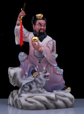 汉白玉张神天师像骑虎摆张天师道JSW陵天张师正一道祖家用供奉件