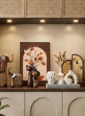 古风复古户玄关仿木制艺术摆件客电视柜餐中厅边柜小众高级入XHZH