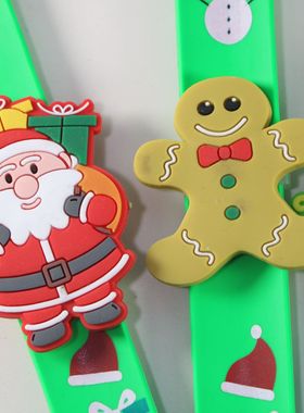 丝印圣诞啪啪圈手环小朋友节日装饰拍拍圈圣诞节派对童趣玩具手环