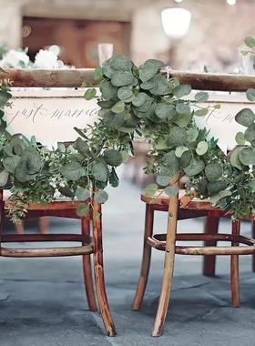 跨境仿真藤条桉树金钱叶假花藤绿植挂件圣诞藤蔓装饰家居手工摆件