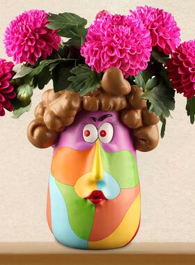 创意欧幸北福之家艺术花器人雕塑花盆客厅阳台插WHY20231装像饰水