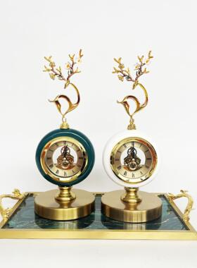 轻奢台式座钟客厅家用钟表摆件桌面时钟简约风小座钟简约静音台钟