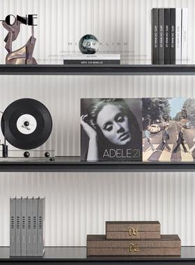 简约现代样板间书房装饰品摆件搭配组合办公区陈列柜摆件