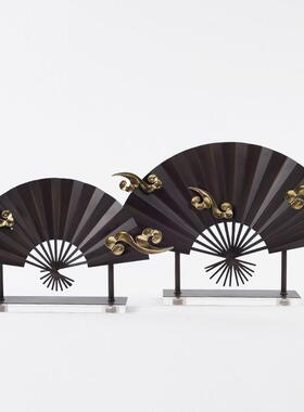 新中式金属折扇摆件装饰品家居客厅电视柜玄关扇子装饰摆设工艺品