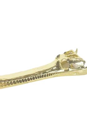 现代样板间金色鱼头骨造型金属抽象摆件装饰客厅家居托盘陈列