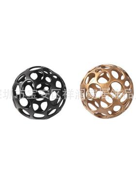 简约现代几何创意合金镂空球摆件样板间书房家居室内装饰桌面摆设