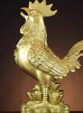 纯铜鸡摆件家居饰品大小母鸡福字鸡办公室装饰手工精品公鸡铜雕像
