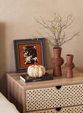 中古侘寂风卧室床头柜组合摆件客厅样板房玄关柜桌面小众软装饰品