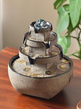 八方来财流水生财摆件入户循环水客厅桌面装饰招财风水轮景观乔迁