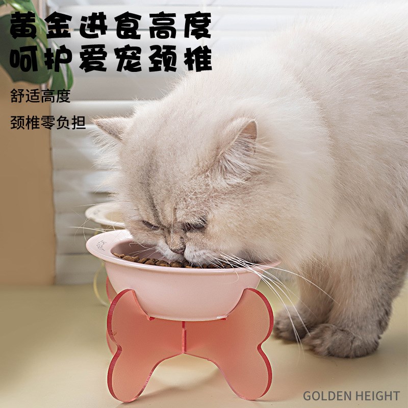 速发韩式BD飞碟盘猫碗陶瓷猫食盆增高架不易打翻幼猫大口径狗碗 - 图2