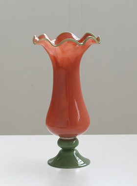 SoftHoeme北欧芬顿中古奶油复古玻璃装饰摆件餐桌水培插法式风花