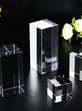水晶长方块玻璃柱子摄影支撑拍摄配件道具透明方体定制logo底座托