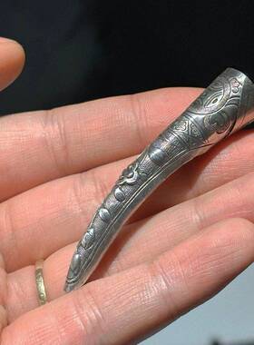 古代清朝皇后妃子银色指甲套假长护甲手指配饰收藏古风古玩老物件