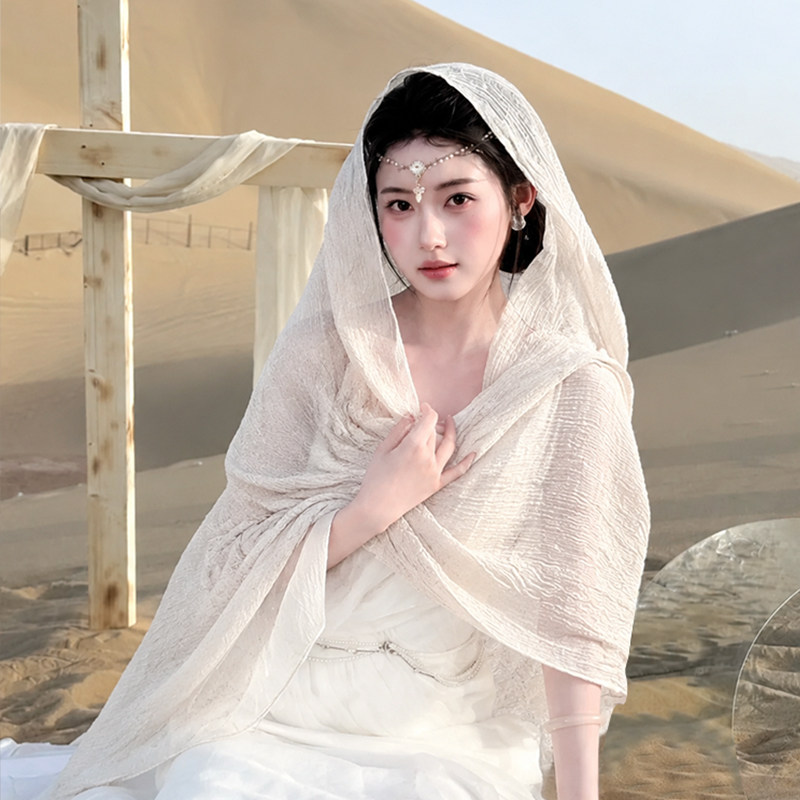 大西北沙漠丝巾披肩外搭女2026新款新疆旅游拍照头巾防晒纱巾女