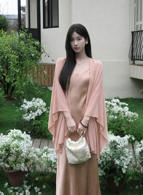 软糯糯~粉色防晒披肩外搭女