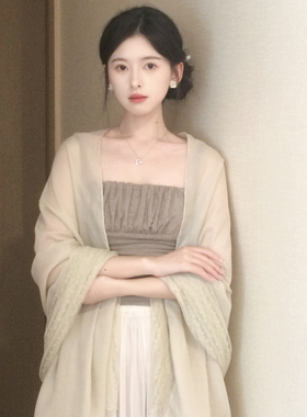 蕾丝棉麻丝巾披肩外搭围巾