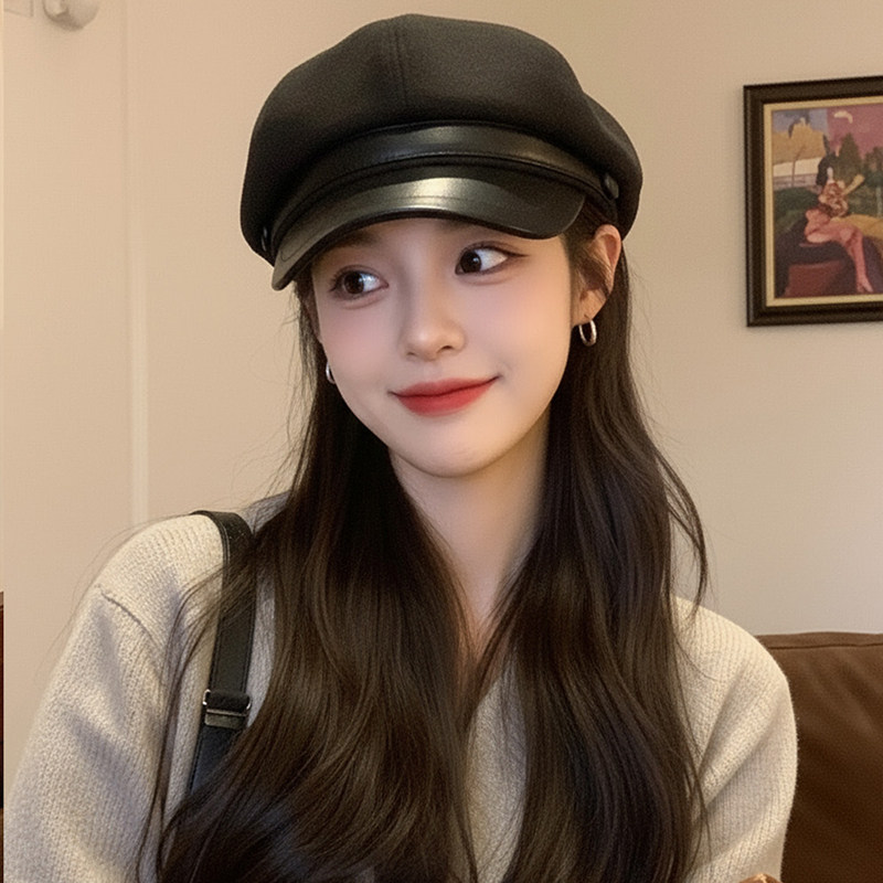 贝雷帽子女士冬季新款显脸小鸭舌八角帽英伦风复古百搭洋气画家帽,淘宝优惠券,粉丝福利购,淘宝优惠卷