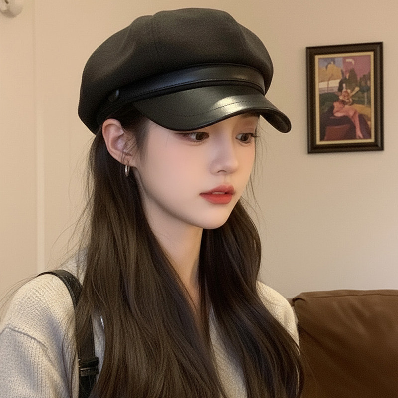 贝雷帽子女士冬季新款显脸小鸭舌八角帽英伦风复古百搭洋气画家帽,淘宝优惠券,粉丝福利购,淘宝优惠卷