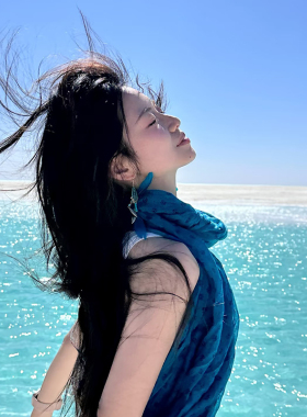 湖蓝色丝巾2026新款披肩女外搭