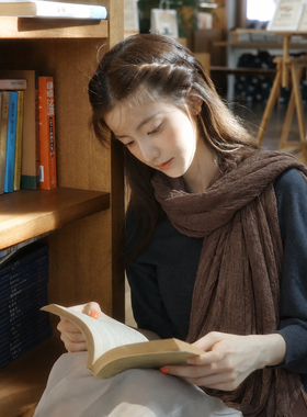 复古文艺风棉麻围巾披肩女外搭秋