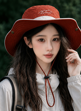 户外登山帽红色显白吸睛