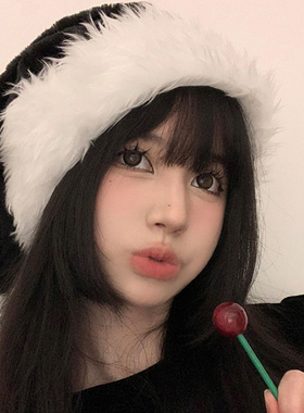 黑色圣诞帽子女款2026新款